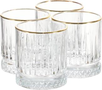 Pasabahce Whiskyglas, 4-teilige Profi-Packung, Modell Elysia CL 21 Groesse cm 8,5h diam. 7,3 Wassergläser, gold