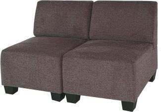Modular 2-Sitzer Sofa Couch Lyon, Stoff/Textil ~ braun, ohne Armlehnen