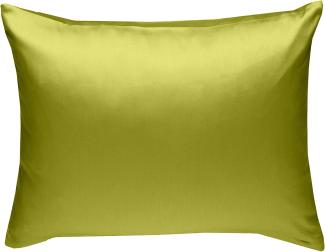 Bettwaesche-mit-Stil Mako-Satin / Baumwollsatin Bettwäsche uni / einfarbig grün Kissenbezug 70x90 cm