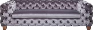 Kare Design Sofa Desire Silbergrau, 3-Sitzer, Breites Loungesofa aus weichem Samtstoff, Edle Couch mit Vintage Effekt, (H/B/T) 68x245x100cm