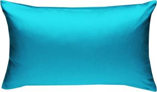 Bettwaesche-mit-Stil Mako-Satin / Baumwollsatin Bettwäsche uni / einfarbig türkis Kissenbezug 50x70 cm
