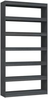 Bücherregal/Raumteiler Grau 100x30x200 cm Kiefer Massivholz