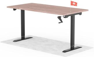 manuell höhenverstellbarer Schreibtisch EASY 160 x 80 cm - Gestell Schwarz, Platte Walnuss