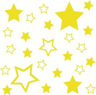kleb-Drauf Wandtattoos 25 Sterne Gelb - glänzend