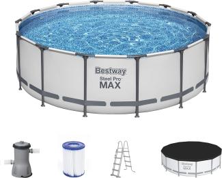 Steel Pro MAX™ Frame Pool Komplett-Set mit Filterpumpe Ø 427 x 122 cm, lichtgrau, rund