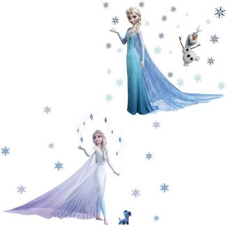 Kibi 2PCS Wandtattoo Frozen Wandtattoo Eiskönigin (Frozen) Elsa und Anna Wandsticker Frozen Disney für Kinderzimmer Living Room Removable Prinzessin Elsa Anna Wandtattoo Kinderzimmer Frozen Olaf