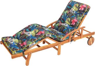 Liegenauflage, Auflage für Gartenliege 200 x 55 x 8 cm, Auflagen für Deckchair, Polsterauflage für Sonnenliege, Kissen für Liegestuhl, gesteppt - Bunte Bläter
