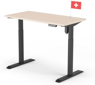 elektrisch höhenverstellbarer Schreibtisch ECO 120 x 60 cm - Gestell Schwarz, Platte Eiche