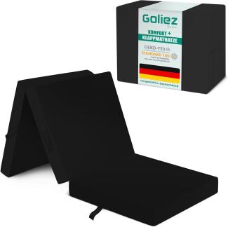 Goliez® Komfort Gästematratze Klappmatratze für Reisebett Kamping Bett und Sitzblock, Bezug Klappbare Liegematratze Gästebett Öko-Tex Zertifiziert Maschinenwaschbar Einzel 190x60x7cm Dunkle Schwarz