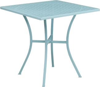 Flash Furniture Oia handelsüblicher Qualität | Outdoor Stahl quadratisch Terrassentisch, Metall Legierter, himmelblau, 28" Square