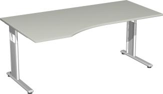 PC-Schreibtisch 'C Fuß Flex' links, feste Höhe 180x100x72cm, Lichtgrau / Silber