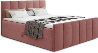 Boxspringbett Star Lux mit Fußteil, 2 Bettkästen und Matratzentopper - Doppelbett mit Topper, Bonell-Matratze, Polsterbett, Bett (Pink (Kronos 29), 180 x 200 cm)