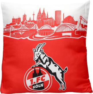 1. FC Köln Kissen Skyline 40 x 40 cm rot/ weiß