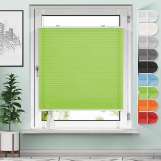 Sanfree Plissee Klemmfix Plisseerollo ohne Bohren Grün B80 x H130cm inkl. Klemmträger Blickdicht und lichtdurchlässig Jalousie Faltrollo Sichtschutz und Sonnenschutz Rollo für Fenster & Tür