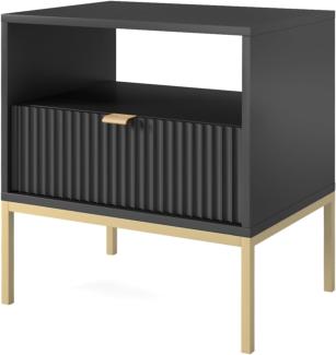Selsey Vellore Nachttisch, Holzwerkstoff Edelstahl, Schwarz, 54 cm breit
