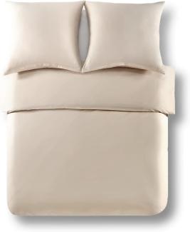 Alreya Renforcé Bettwäsche 200 x 200 cm - 100% Baumwolle mit YKK Reißverschluss, Superweiches Bettbezug, Oeko-TEX® Standard Zertifiziert, Beige, nur Bettbezug
