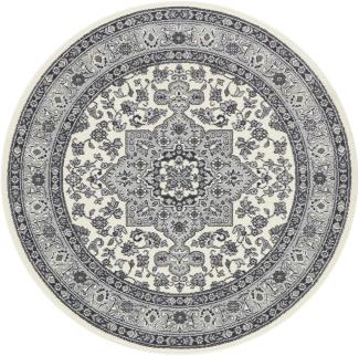 Orientalischer Kurzflor Teppich Parun Täbriz - creme grau - 160 cm Durchmesser