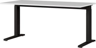 Amazon Marke - Alkove mechanisch höheneinstellbarer Schreibtisch Arlington, für ergonomisches Arbeiten, ideal für Home Office, in Lichtgrau/Schwarz, 160 x 88 x 80 cm (BxHxT)