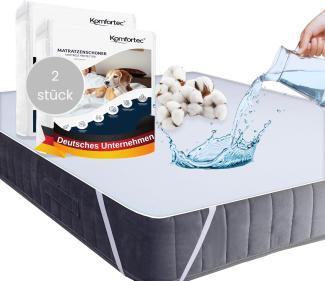 Komfortec Matratzenschoner 90x200 cm 2er Set aus Baumwolle, wasserdichte und Atmungsaktive Matratzenauflage, Oeko-TEX, Anti Allergie, ohne Knistern