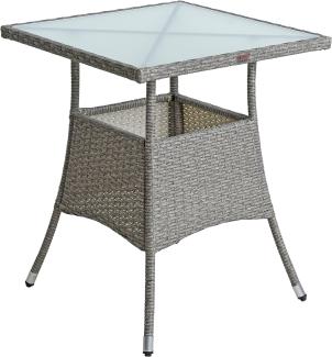 Polyrattan Balkontisch Rattan Tisch Beistelltisch Gartentisch 60 cm Grau-Mix