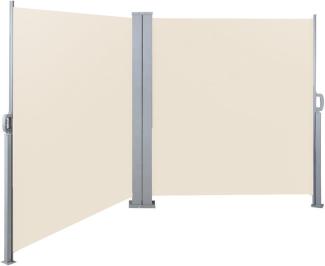 SVITA Doppelseitenmarkise ausziehbar freistehend Sichtschutz 600x160 cm Beige