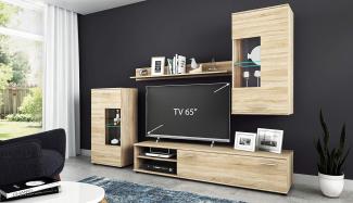 Wohnwand Anbauwand TV Wand Wohnzimmer Möbel Set Cool 4-teilig Eiche Sonoma