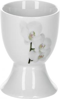 Van Well Vanda weiße Orchidee Eierbecher, rund Ø 4,8 cm, H 7,0 cm, Blumendekor, edles Marken-Porzellan
