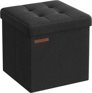 SONGMICS 30 cm Sitzbank mit Stauraum, klappbare Sitztruhe, Aufbewahrungsbox, Fußbank, basisschwarz LSF028B01