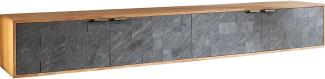 Lowboard Teele 220 cm Akazie Natur Schiefer 4 Türen schwebend