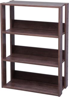 Iris Ohyama, Bücherregal, Aufbewahrungsmöbel auf 3 Ebenen, Regale alle 14 cm verstellbar, Stabil, Industriell, Waschküche, Wohnzimmer, Eingang, Schlafzimmer, Büro - Open Wood Rack OWR-600 - Braun