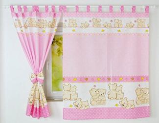 BabyLux 'Teddybären' Vorhängen mit Schlaufen, pink