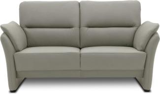 DOMO Collection Lascano 2 Sitzer, formschöner 2er Couch mit Federkern in Lederoptik, Sitzraster 60, Sofa, Garnitur, lichtgrau, 152 cm