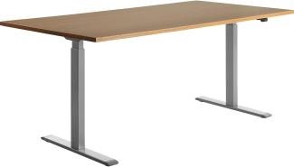 TOPSTAR | Schreibtisch | elektrisch höhenverstellbar | BxT 1800 x 800 mm | Platte Buche-Dekor | Gestell grau
