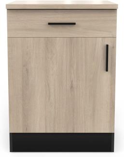 Demeyere Küchenunterschrank – 1 Tür & 1 Schublade – Origan, Kronberg/Mattschwarz, L 60 x P 60 x H 85 cm