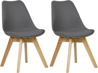 WOLTU BH29gr-2 2 x Esszimmerstühle 2er Set Esszimmerstuhl Design Stuhl Küchenstuhl Holz, Grau