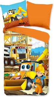 Traumschloss Renforcé Kinder Bettwäsche - Baustelle 135x200 / 80x80