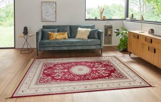 Orientalischer Samt-Teppich Fransen Antik Negar Rot 95x140 cm