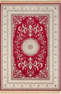 Orientalischer Samt-Teppich Fransen Antik Negar Rot 95x140 cm