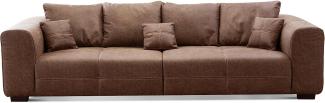 CAVADORE Big Sofa Mavericco inkl. Kissen / XXL-Couch mit tiefen Sitzflächen und modernem Design / 287 x 69 x 108 / Lederoptik cognac