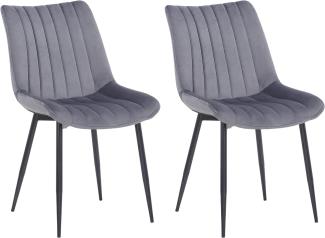 2er Set Stühle Rahden Samt (Farbe: grau)