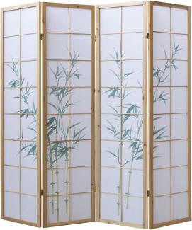 4fach Paravent Raumteiler Shoji natur Bambusmuster