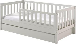 Kinderbett >TODDLER< in Weiß aus Massive Kiefer - 148x60x76cm (BxHxT)