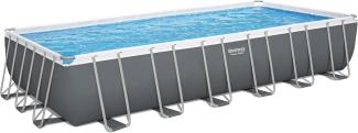 Power Steel™ Frame Pool Komplett-Set mit Sandfilteranlage 732 x 366 x 132 cm, grau, eckig
