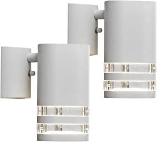 2er-Set Wandleuchten MODENA Aluminium weiß, Downlight, GU10, Höhe 15,5 cm, IP44