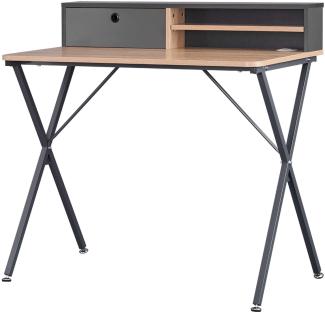 Schreibtisch mit Ablage, hell eiche-grau, 90 x 50 x 88,5 cm