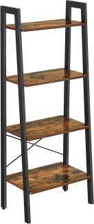 VASAGLE Standregal, Bücherregal, 4 Ebenen Leiterregal, stabiles Metallgestell, einfache Montage, für Wohnzimmer, Schlafzimmer, Küche, Vintagebraun-schwarz LLS44X