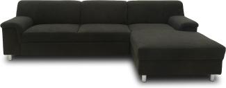DOMO. collection Jamie Ecksofa, Sofa mit Schlaffunktion, Couch in L-Form, modernes Schlafsofa, anthrazit, 251x150x72 cm