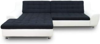 DOMO. collection Morton Ecksofa, Sofa in L-Form, Eckcouch, Polstergarnitur mit Schlaffunktion, 304x200x84 cm in schwarz/weiß