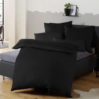 Soifox Bettwäsche 155x220 Schwarz bettwäsche-Sets aus Mikrofaser bügelfrei & knitterfrei - 1 mal Bettbezug + 1 mal 80x80cm Kissenbezug mit Reißverschluss