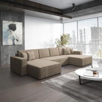 Wohnlandschaft Schlafsofa Sofa CONOR PREMIUM Stoff Poso Dunkelbeige